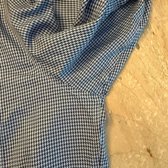 EGARA Non-Iron Blue & Black micro check Long-sleeved Button-down Shirt XLT - Picture 3 of 4